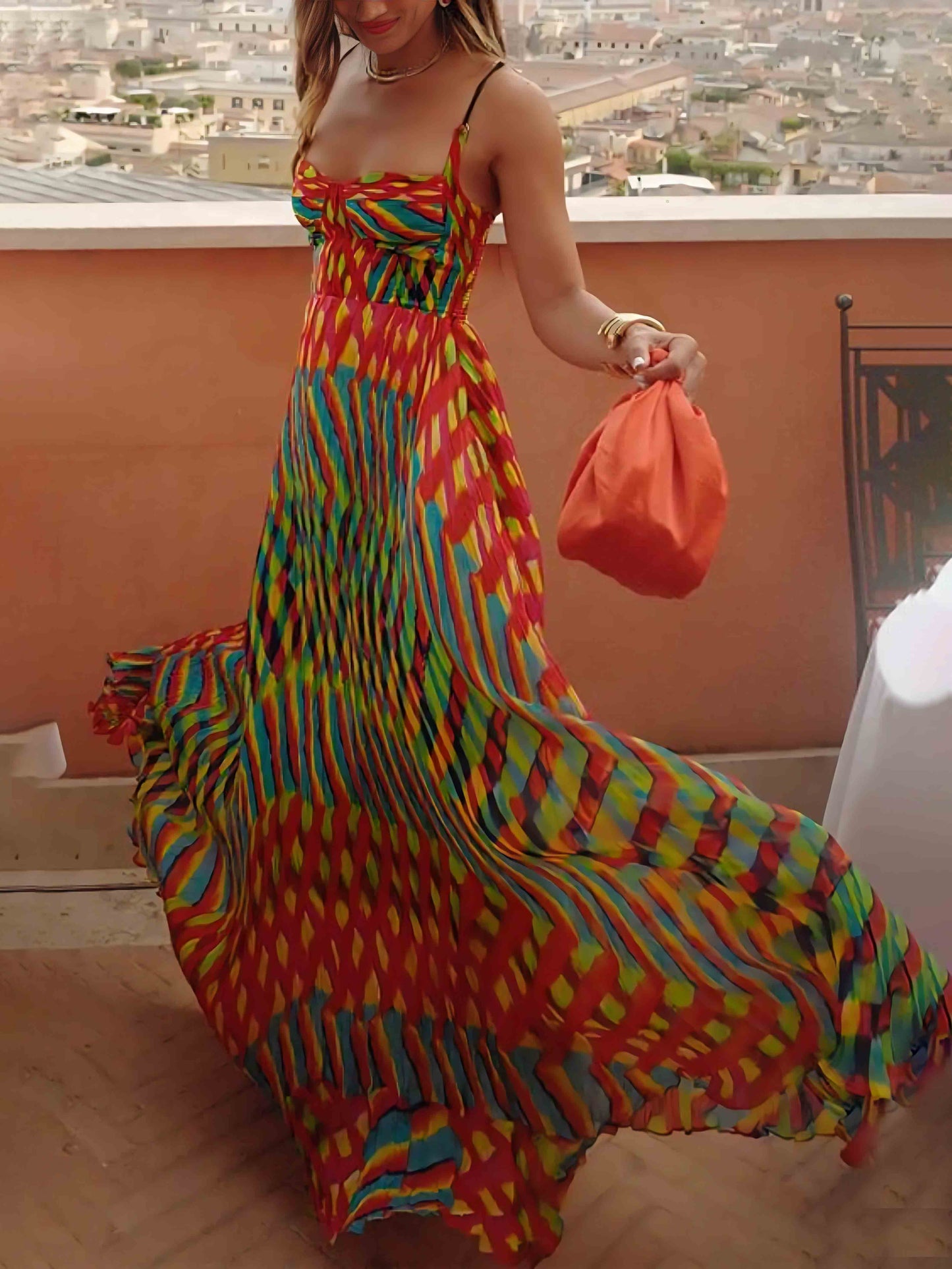 Vestido Longo Celina Estampado Artístico em A