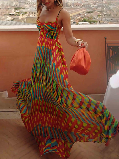 Vestido Longo Celina Estampado Artístico em A