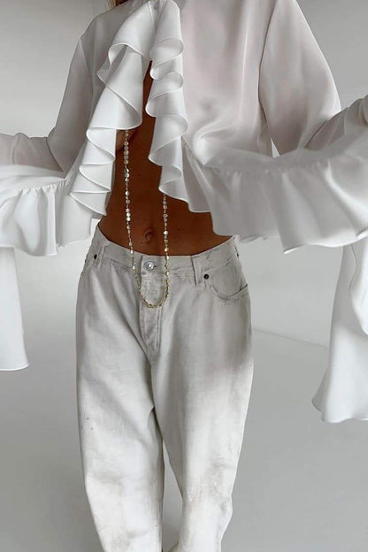 Blusa Michelle Semi-transparente com Babados