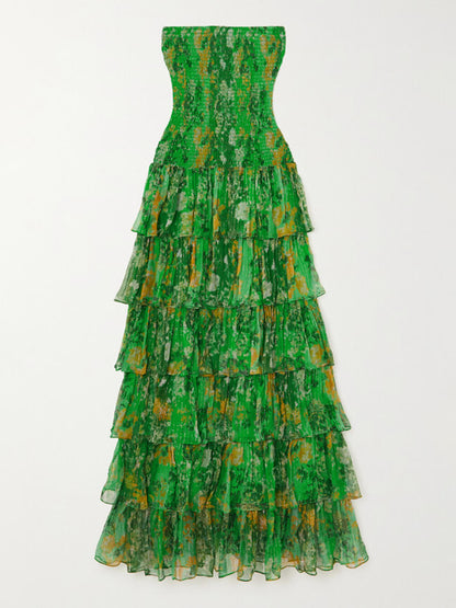 Vestido Longo Luma Floral Tomara que Caia em Camadas
