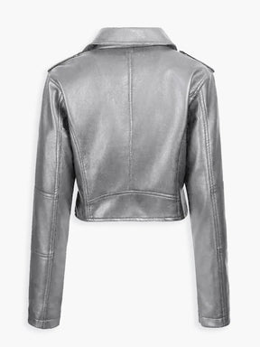 Jaqueta Biker Cropped de Couro Sintético - AiRin