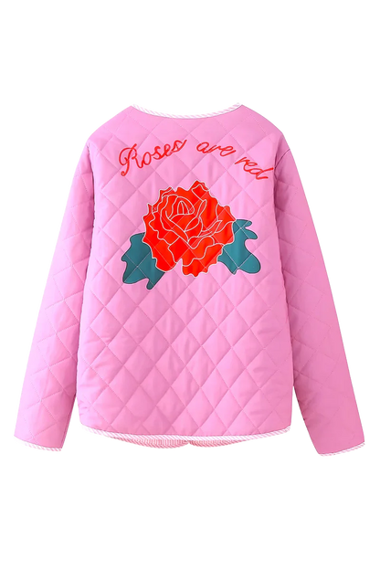 Jaqueta de Algodão Estampada com Gola Redonda - Bertanne