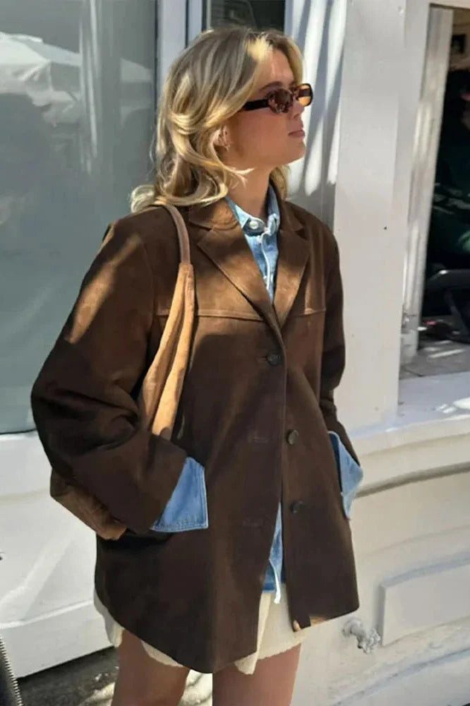 Blazer de Couro Suede