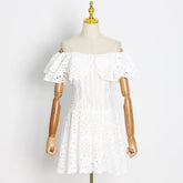 Vestido Mini Bordado Ombro a Ombro Leve e Fresco