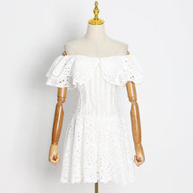 Vestido Mini Bordado Ombro a Ombro Leve e Fresco