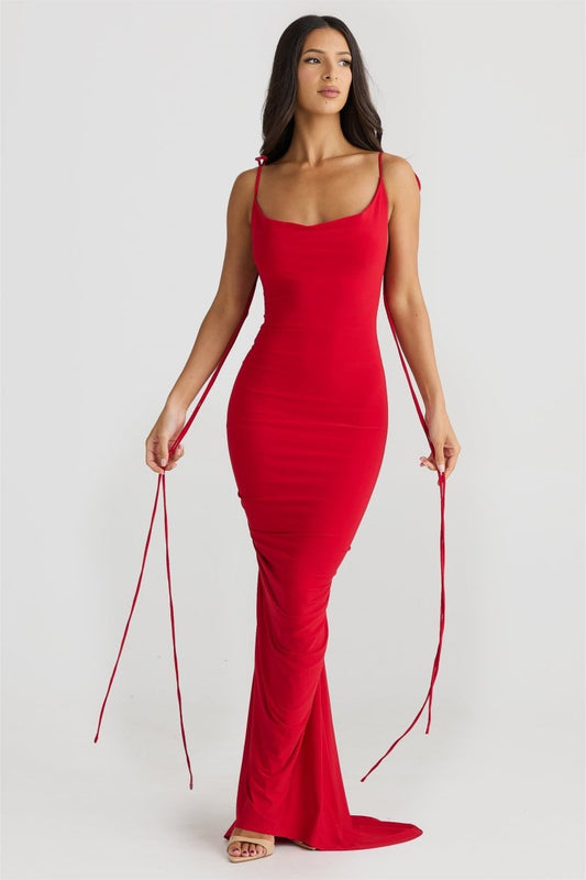 Vestido Longo Elma Floral – Costas Abertas e Detalhe em Flor