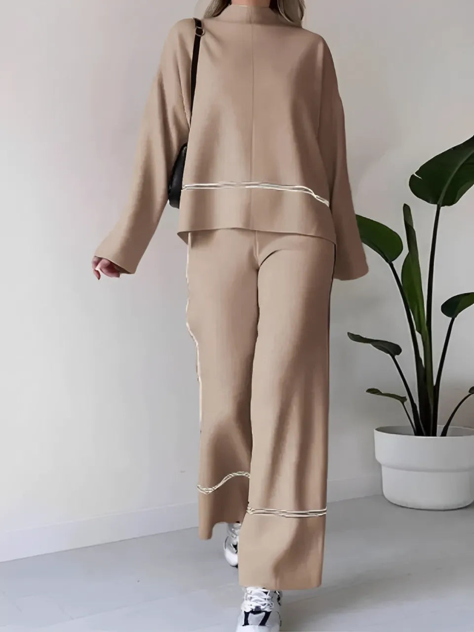 Conjunto Tricô Livia – Suéter Mullet e Calça Cintura Alta