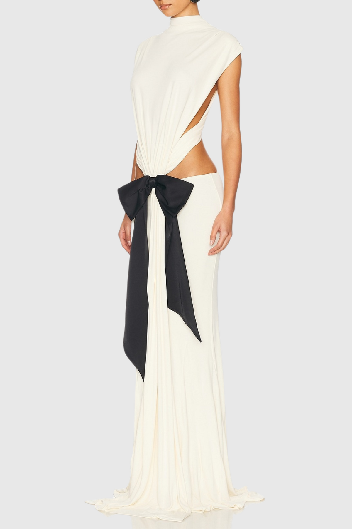 Vestido Longo Graillot com Recortes e Laço