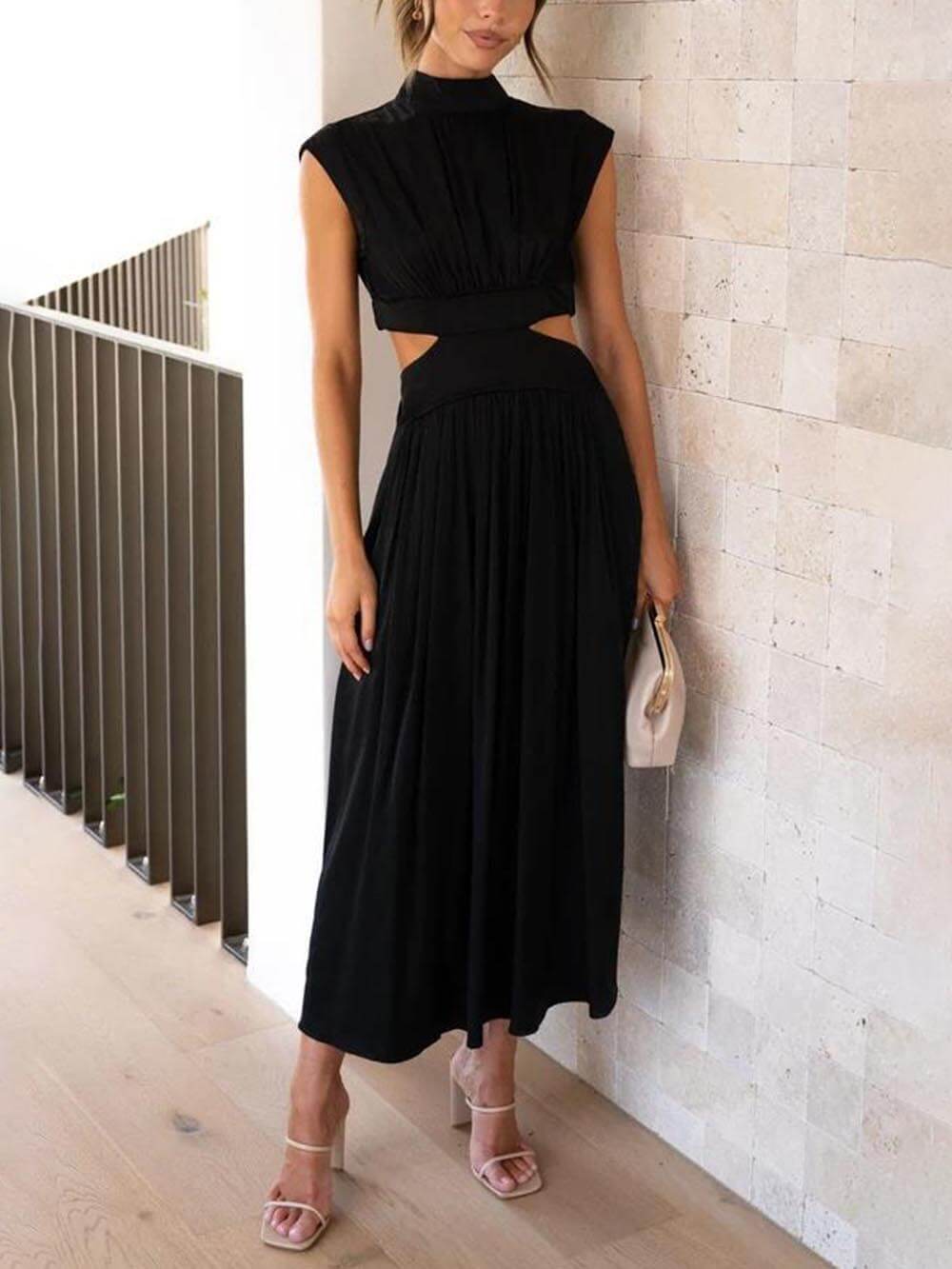 Vestido Midi Ayla com Recorte na Cintura e Bolsos
