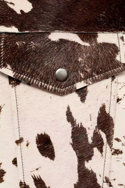 Jaqueta Estilo Camisa em Pelúcia com Estampa de Vaca