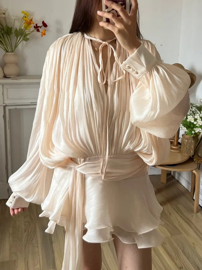Vestido Feminino Acetinado Plissado -  Izuke