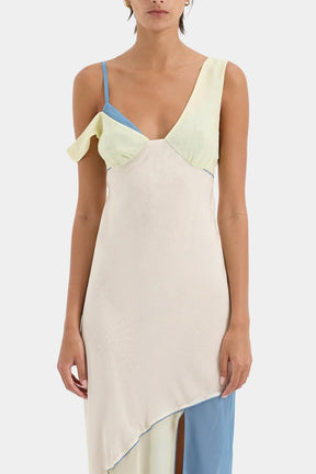 Vestido Thames Splice – Midi Assimétrico em Chiffon