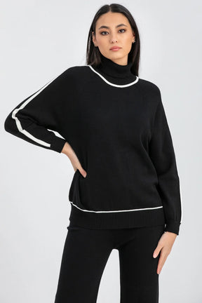 Conjunto Tricô Livia – Suéter Mullet e Calça Cintura Alta