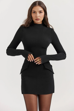 Vestido Curto Justo Manga Longa - Poliana