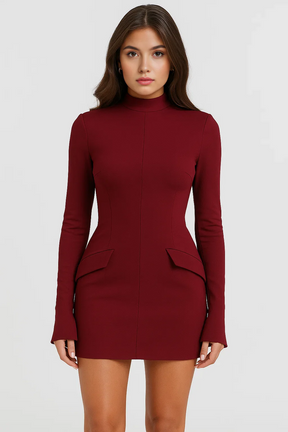 Vestido Curto Justo Manga Longa - Poliana