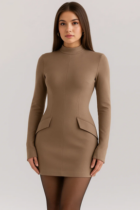 Vestido Curto Justo Manga Longa - Poliana