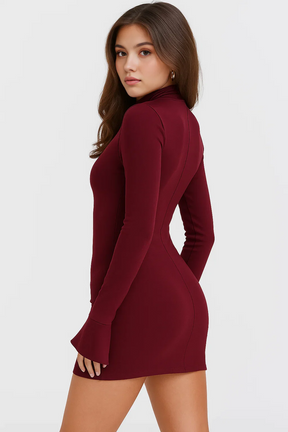 Vestido Curto Justo Manga Longa - Poliana
