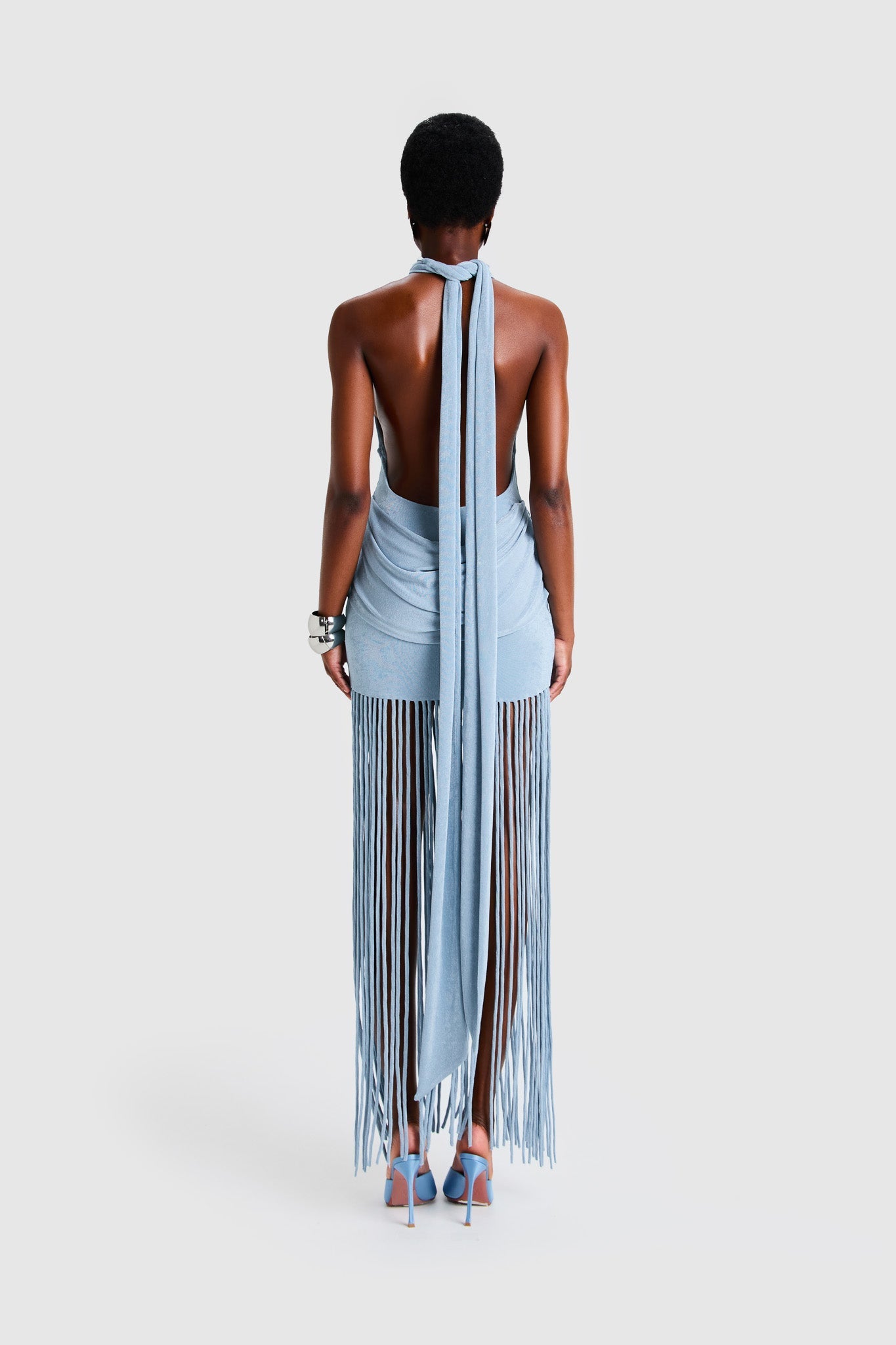 Vestido Longo Halo com Franjas