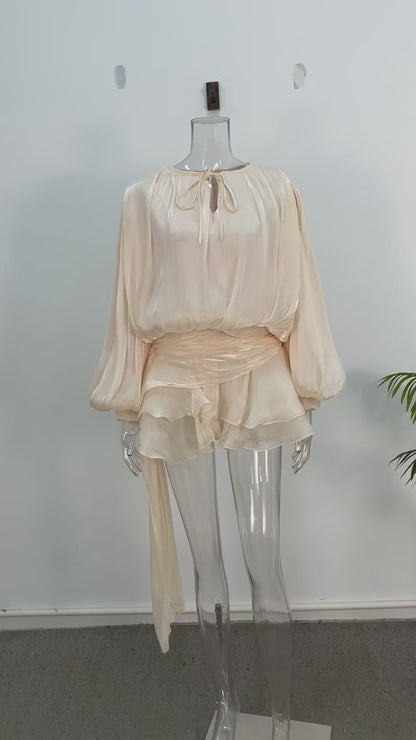 Vestido Feminino Acetinado Plissado -  Izuke